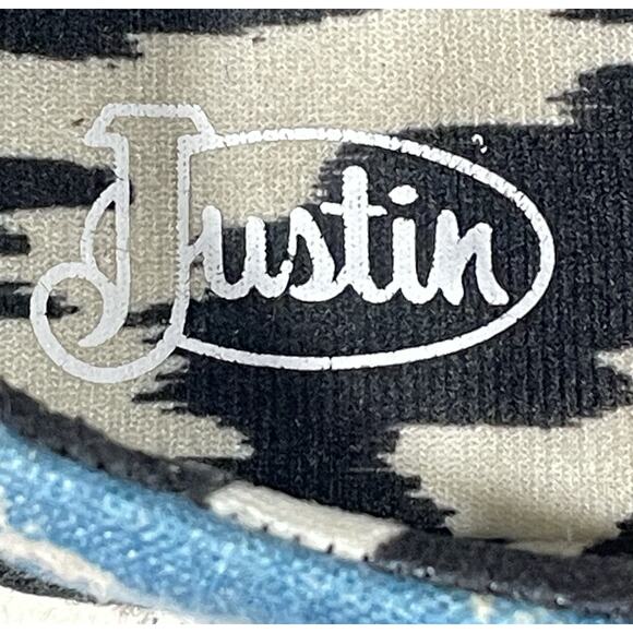 Justin Women’s Hazer Size 6.5 M Turquoise & Bronc Round Leather & Fabric Slip-On - Picture 8 of 9